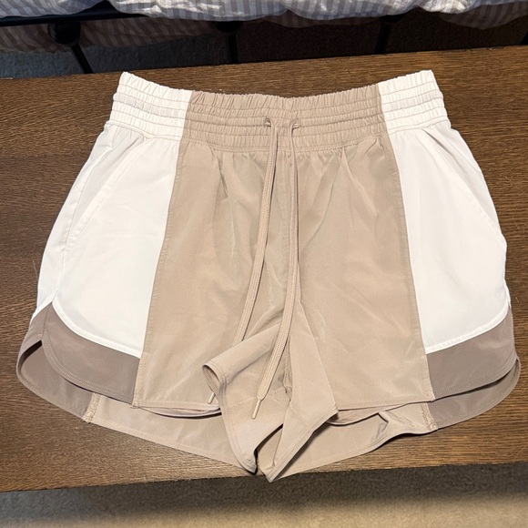 YPB Athletic Shorts in Tan and White - Picture 1 of 3
